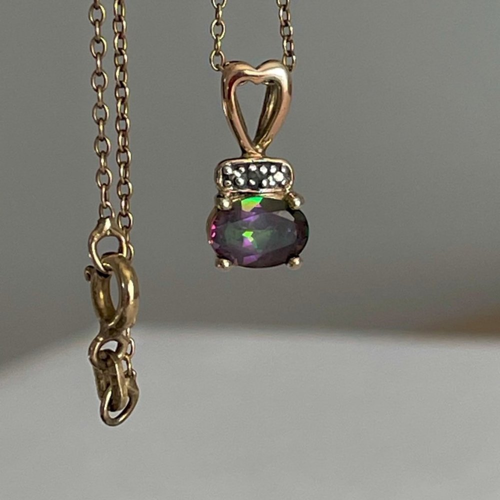 925 Gold Vermeil Sterling Silver Amethyst Gemstone Heart Bale Pendant Necklace
